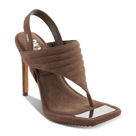 DKNY RANAE SQUARE-TOE SLINGBACK DRESS SANDALS WOMEN'S SIZE 6.5 Nubuck shoes - Picture 1 of 7